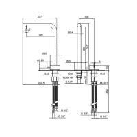 Fantini AF/21 Смеситель для раковины, 2 отв., высокий удлиненный излив: 19 см, цвет: Matt British Gold PVD