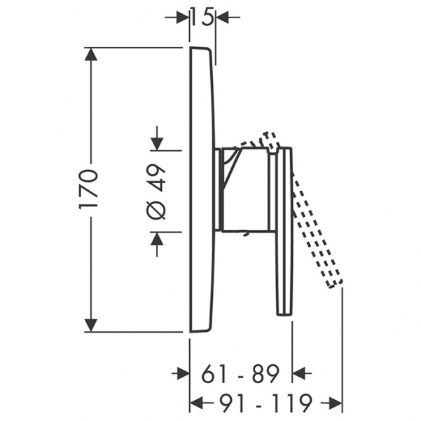 Axor Citterio Смеситель для душа, встраиваемый, однорычажный, внешняя часть, цвет: хром