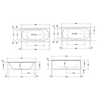 Duravit Darling New  Ванна 190х90x60см, акриловая, прямоугольная встраиваемая или с панелями,с 2 наклонами для спины