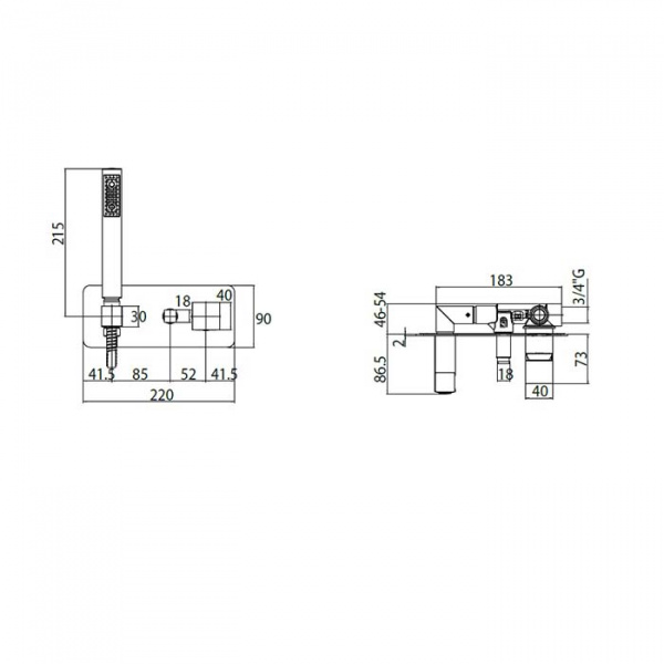 Bossini Cube Смеситель для душа, встраиваемый, с девиатором на 2 выхода, ручной душ с держателем, подключение на 1/2”, цвет: хром