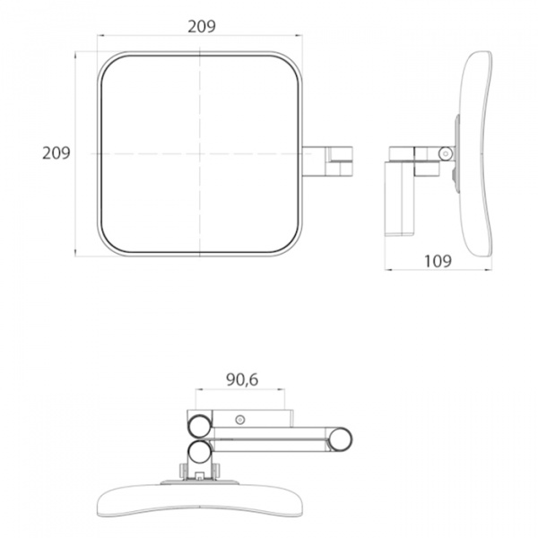 EMCO Evo Зеркало косметическое, LED, 209x209мм,  двойной, 5x кратное увеличение, подвесной, цвет: черный