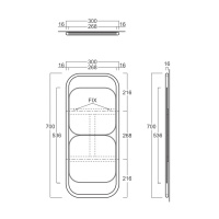 Simas Wave Зеркало настенное из 2 квадратных зеркал 30х70 см, цвет: черный матовый