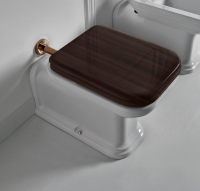 Kerasan Waldorf Унитаз напольный пристенный удлиненный &quotProlungato&quot 65х37см, цвет: белый, с креплением, СИДЕНЬЕ НА ВЫБОР, фурнитура бронза