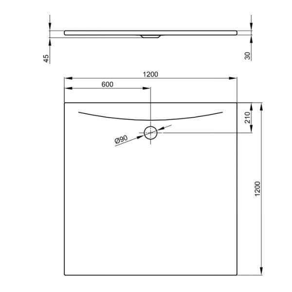 Bette Floor Side Душевой поддон квадратный 120х120, D 9см, цвет: белый
