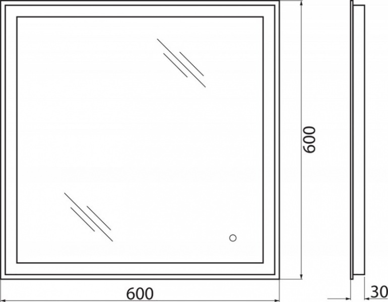 Зеркало с встроенным светильником и сенсорным выключателем SPC-GRT-800-800-LED-TCH, 12W, 220-240V, 800x30x800 SPC-GRT-800-800-LED-TCH