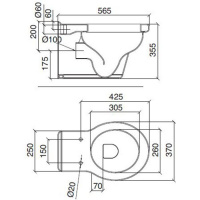 Sbordoni Palladio Унитаз подвесной 56.5х37см, цвет: белый