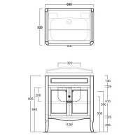 SIMAS Arcade Тумба под раковину , прямой фронт (ручки и петли цвет хром), с раковиной AR834, 70см, Цвет:белый