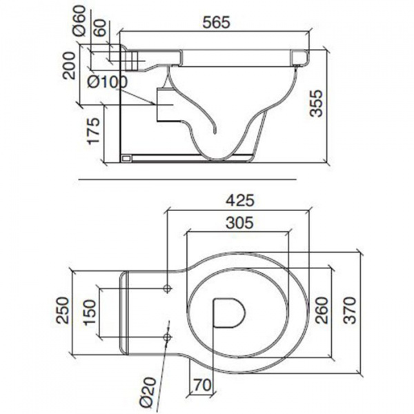Sbordoni Palladio Унитаз подвесной 56.5х37см, цвет: белый