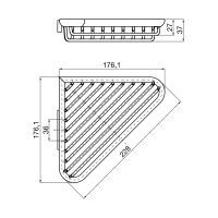 EMCO System2 Полочка-решетка угловая, съемная, 176x176x37мм, подвесной, цвет: хром