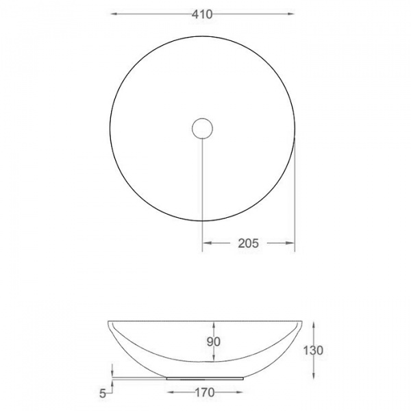 Artceram Polis Раковина Ø41 см, без отв., без перелива, на столешницу, цвет: черный глянцевый