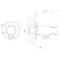 Gessi Inciso Shower Вывод воды с держателем для душевой лейки на 1/2", цвет: black XL