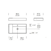 NOORTH milldue edition Раковина 90.4х47.2х12 см, 1 отв., накладная, цвет: белый
