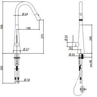 Bongio Kitchen Кухонный смеситель со съемным ручным душем с двойной струей, цвет: хром