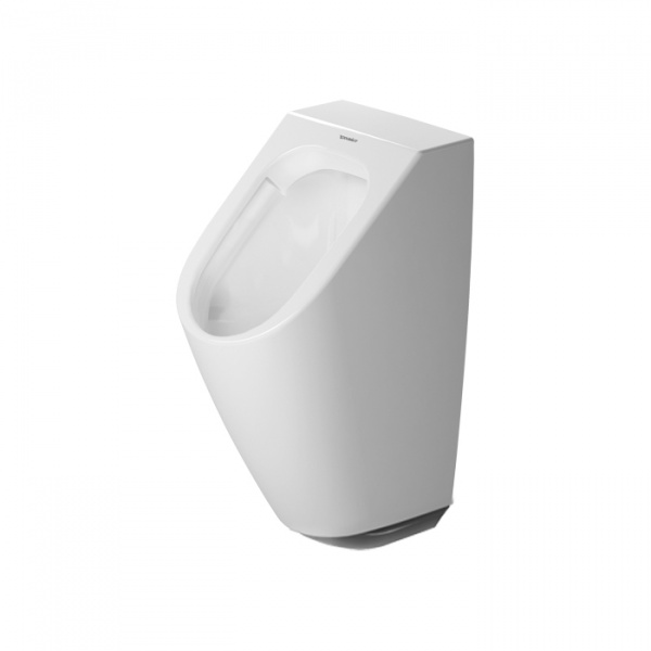 Duravit ME by Starck Писсуар Rimless электронный писсуар с питанием от сети, без смывного края, подача воды сзади, с вытяжкой, сток горизонтальный, без мушки