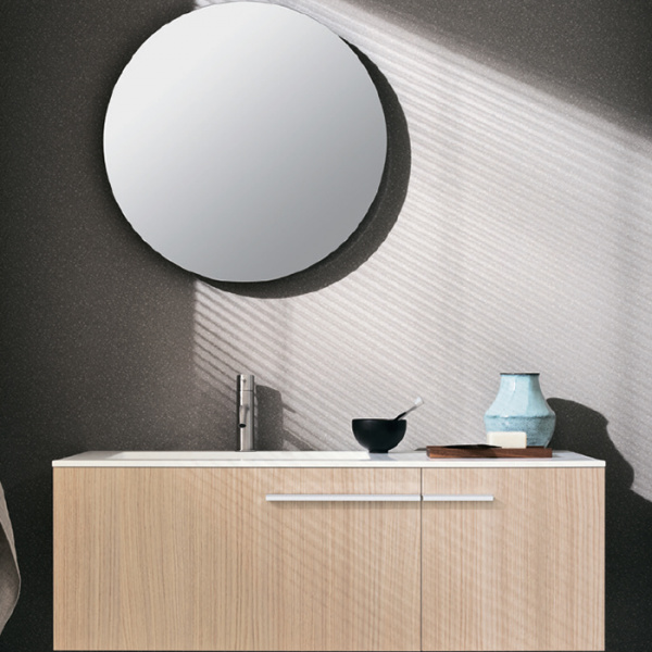 NOORTH milldue edition ONE Комплект мебели 108см, меламин, с интегрированной раковиной LAYER 02 и столешницей из Milltek solid light, зеркалом AIR, белыми матовыми ручками, Цвет: venato vaniglia-731