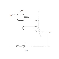 Kerasan Nolita Смеситель для раковины на 1 отв., без донного клапана, излив 110мм, h79мм, цвет: черный матовый