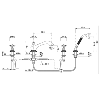 Nicolazzi Impero Смеситель на борт ванны, 4 отв., излив: 205 мм, с ручным душем, цвет: хром