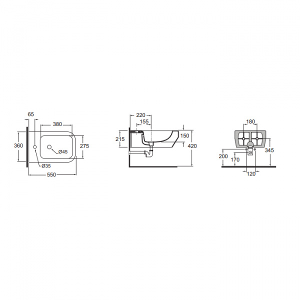 AZZURRA TULIP ONE Биде подвесное 55х36см, цвет: белый