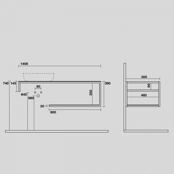 Kerasan Louise Металлическая структура для раковины 140см, подвесная, с полкой, с 1 отв., с полотенцедержателем, цвет: белый матовый