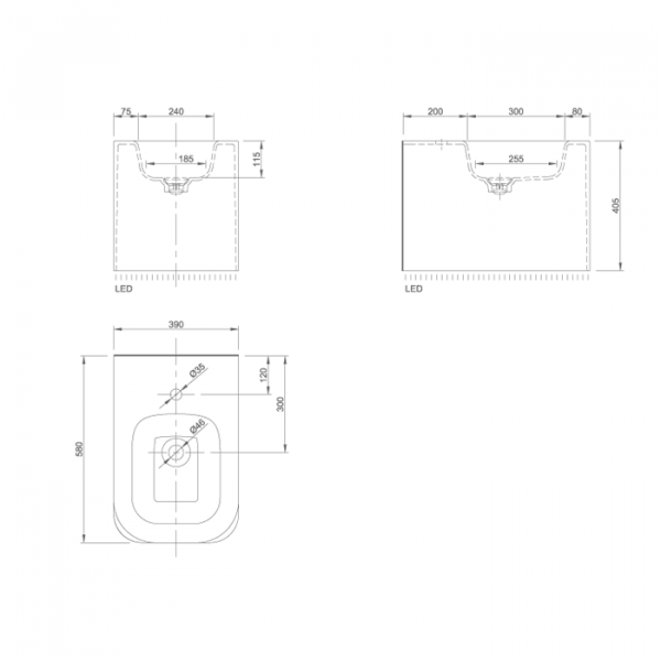 KNIEF Shine Биде напольное 58х39х41 см, с 1 отв под смеситель, цвет: белый
