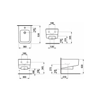 Laufen Pro S Биде подвесное 53x36x30 см, 1 отв. для смесителя, с переливом, цвет: белый