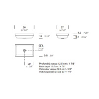 NOORTH milldue edition Раковина 58х37х12.5 см, без отв., полувстраиваемая, цвет: белый