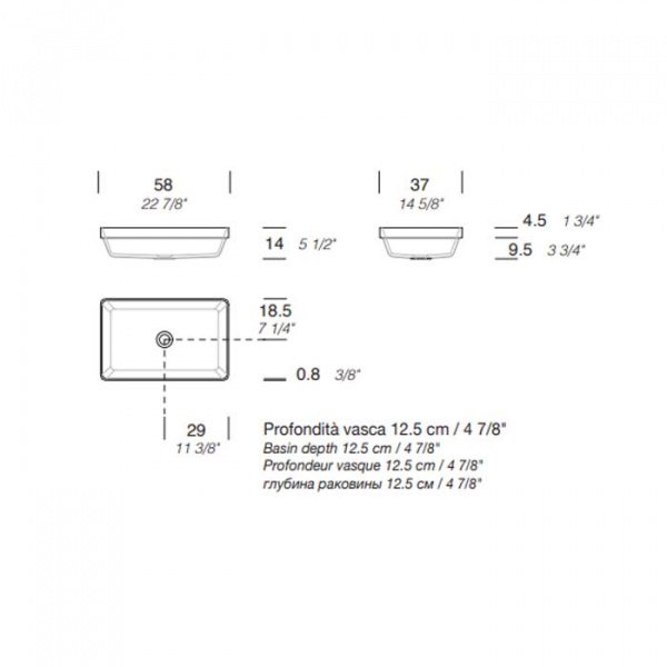 NOORTH milldue edition Раковина 58х37х12.5 см, без отв., полувстраиваемая, цвет: белый