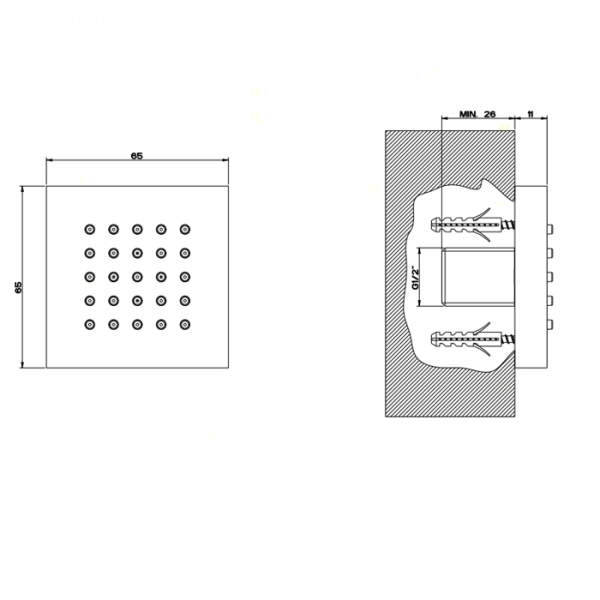 Gessi Rettangolo Боковая форсунка квадратная, цвет: золото