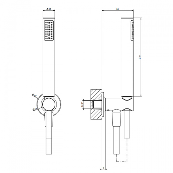 Gessi Inciso Душевой гарнитур, с настенным держателем, цвет: золото
