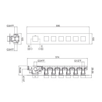 Carimali ilQuadro Смеситель термостатический, встраиваемый, на 6 выходов, цвет: хром