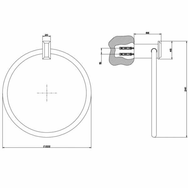 Gessi Eleganza Полотенцедержатель "кольцо" 22см., подвесной, цвет: хром