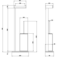 Gessi Eleganza Напольная стойка 61см., с держателем для туалетной бумаги и ершиком, цвет: Finox/белый