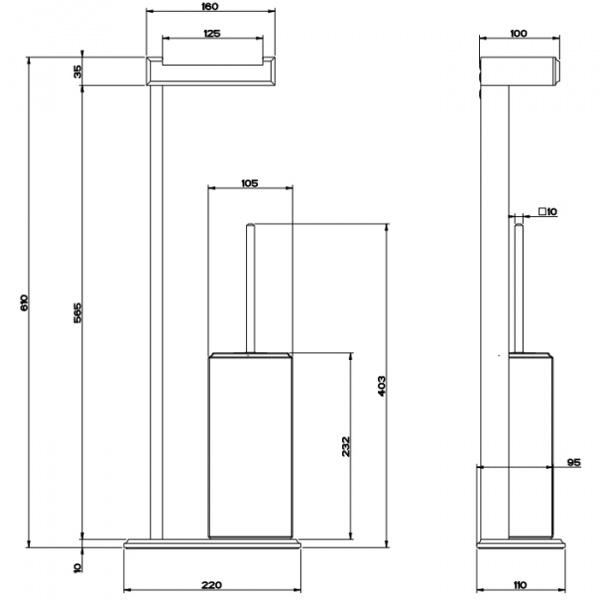 Gessi Eleganza Напольная стойка 61см., с держателем для туалетной бумаги и ершиком, цвет: шлифованное золото/белый