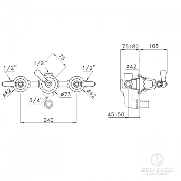 Stella Italica Leve Встраиваемый смеситель для ванны/душа 3254 с переключателем, цвет: хром
