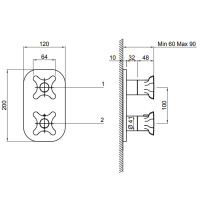 Antonio Lupi Timbro Смеситель для душа, термостатический, с переключателем потоков на 2 выхода, цвет: хром