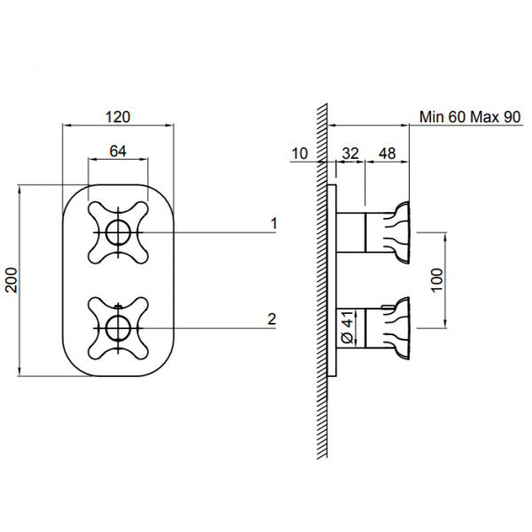 Antonio Lupi Timbro Смеситель для душа, термостатический, с переключателем потоков на 2 выхода, цвет: хром