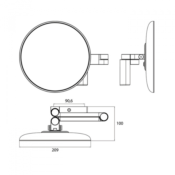 EMCO Evo Зеркало косметическое, LED, Ø209мм,  двойной, ELS, 3x кратное увеличение, подвесной, цвет: хром