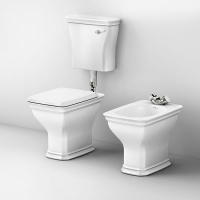 Artceram CIVITAS Унитаз 36х54см., со средним бачком и трубой хром, с механизмом с фронтальной ручкой, с сиденьем, микролифт, цвет: белый/хром