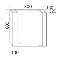 Burgbad RL40  Зеркальный шкаф  с управлением светом  80х80х32см ,1 зерк. дверка с обоих сторон,3 стекл полки, светод подсв., цвет: серый