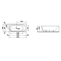 Laufen Pro Ванна угловая 180x80x59см., DX