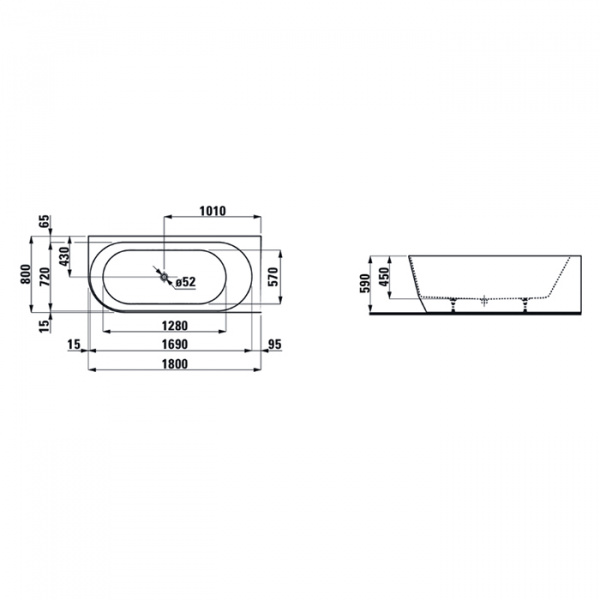 Laufen Pro Ванна угловая 180x80x59см., DX