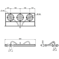 Carlo Frattini Wellness Верхний душ Nu настенного монтажа 600х270 мм., 3 ориентируемых душа 120 мм., нержавеющая сталь, цвет: хром