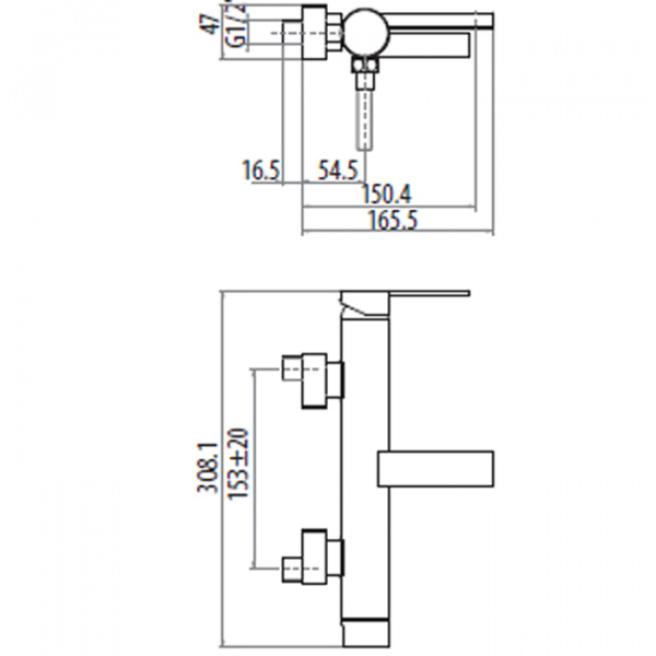 Gattoni Color Смеситель  для ванны однорычажный с носиком , выпуск снизу. цвет: хром
