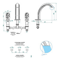 THG Naïade Cмеситель на борт ванны, на 3 отверстия, без ручного душа, цвет: полированное золото