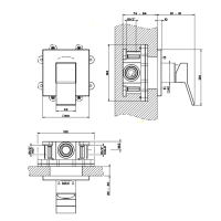 Gessi Rettangolo K Встраиваемый однорычажный смеситель без излива, внешняя часть, цвет: хром