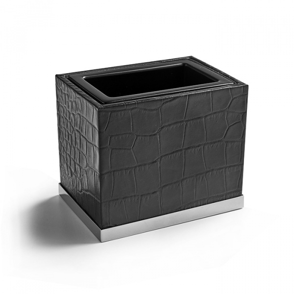 3SC Cocco Стакан настольный, отделка: черная кожа, цвет: хром