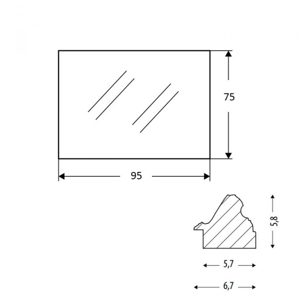 EBAN Luigi XV Зеркало 92x72см, цвет: серебро (argento)