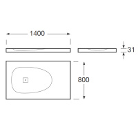 Armani Roca Baia Душевой поддон 140х80х3.1см с боковым сливом, с anti-slip, мат-л: Stonex, цвет: greige