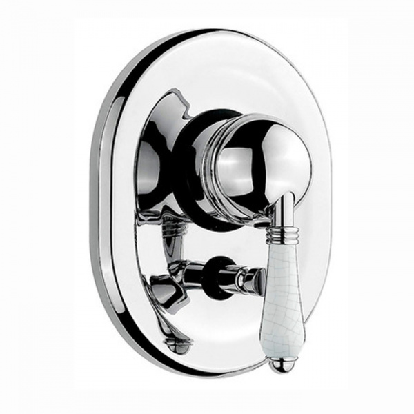 Nicolazzi P.m. Blanc A Встраиваемый смеситель для душа с переключением, 2 источника, ручки состаренная керамика, цвет: хром