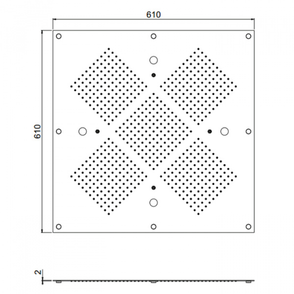Carimali MyDream Верхний душ 610х610 мм, потолочный, 605 форсунок, 4 потока воды, цвет: хром